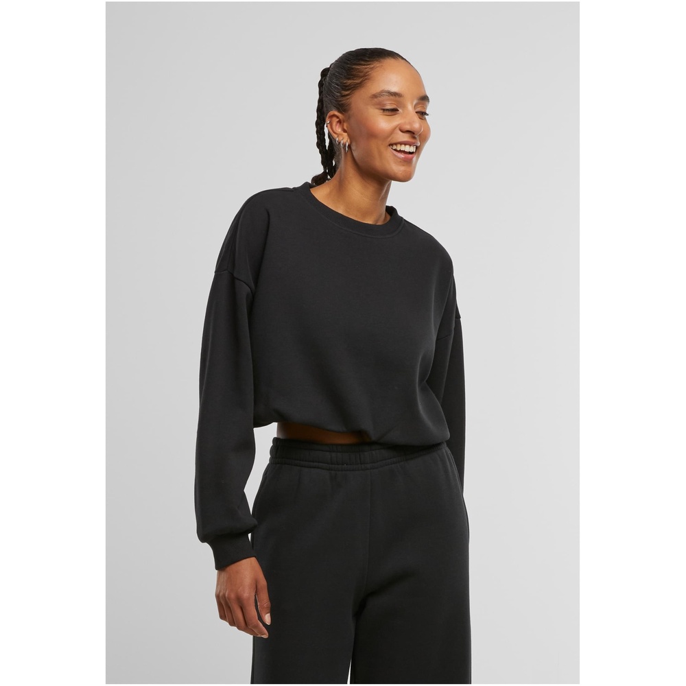 Urban Classics - Cropped Gathered Sweatshirt - Schwarz